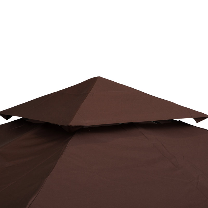 Toit de rechange pour gazebo de 9,93 pi X, 2 protections, couleur café, compatible avec les cadres extérieurs de rechange 01-0153 et 100100-076 9,8 pi 9,8 pi, blocage adapté aux modèles