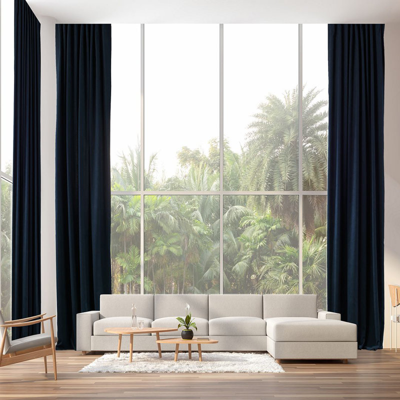 Room Darkening Single Curtain Panel, Royal Blue, 260cm Width x 295cm Drop