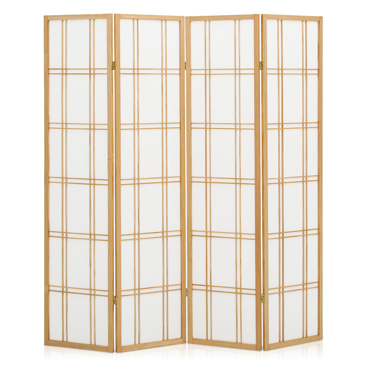 4 Panel Foldable Wooden Wall Room Divider Partition Free Standing Dispaly