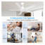 Ventilateur de plafond blanc de 44 pouces avec lumières, moteur à courant continu à haut débit d'air, conception en métal à 5 pales