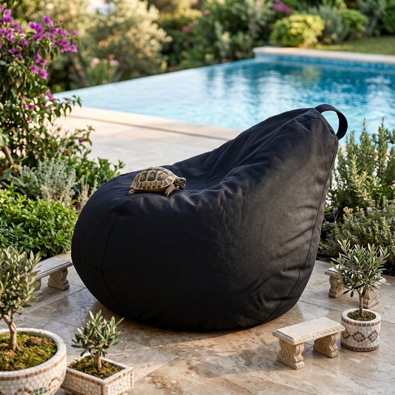 Fauteuil à billes et chaise longue imperméable, Polyester noir