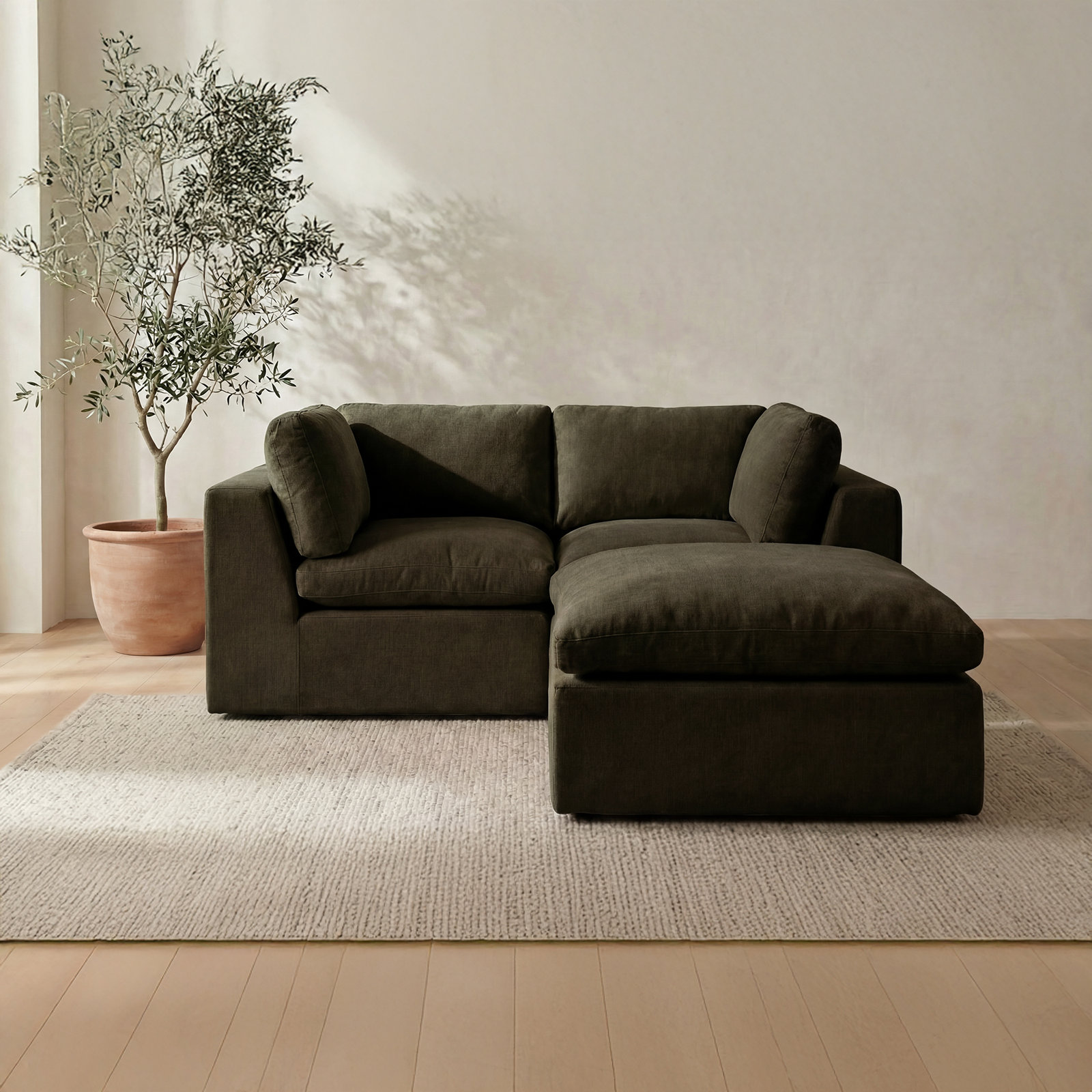 Calder Modular Corner Sectional, Green Polyester