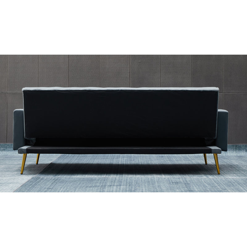 Stefaney Twin 75'' Velvet Cushioned Convertible Sofa