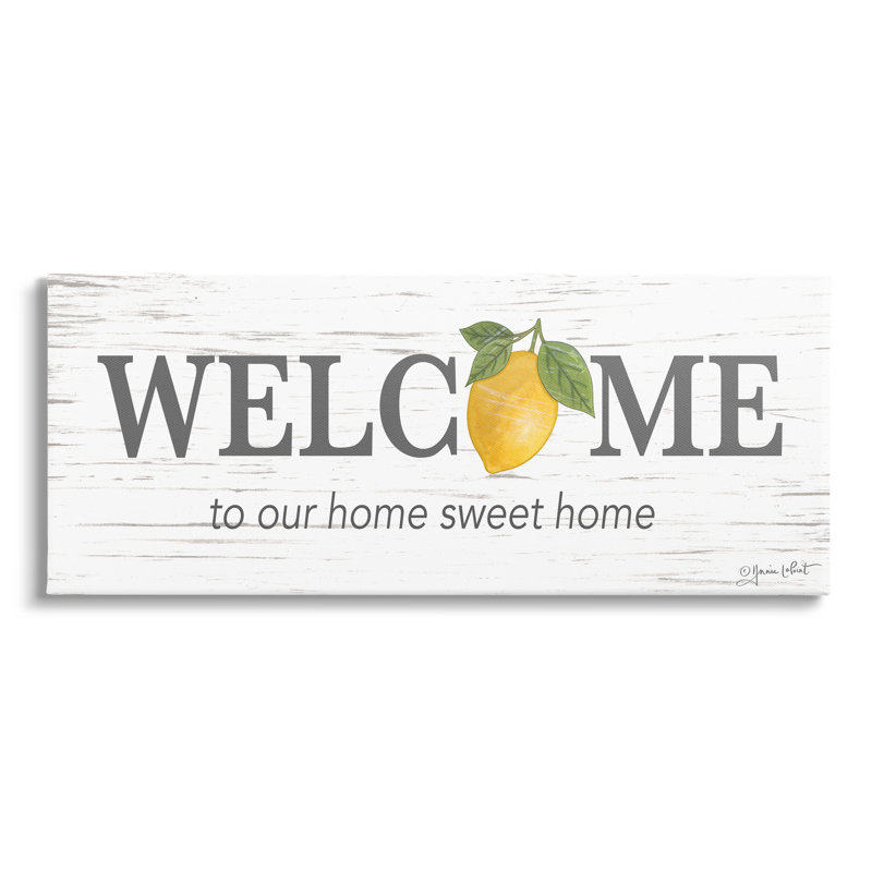 «Welcome Sweet Home Country Lemon» par Annie Lapoint - impression, H 10 po x l 24 po x P 1,5 po, Toile tendue