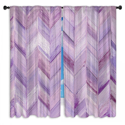 Purple Chevron Pattern Window Curtains  Chevron Sheer & Room Darkening - 2 Panels