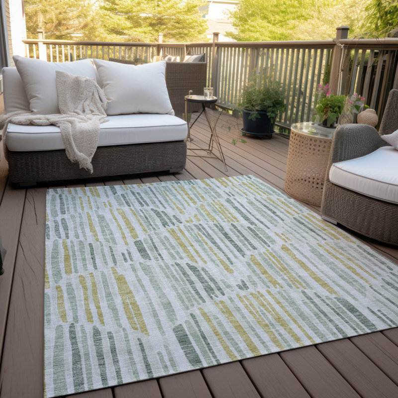 Neysa Washable Striped Indoor / Outdoor Rug, Rectangle 10' x 14'