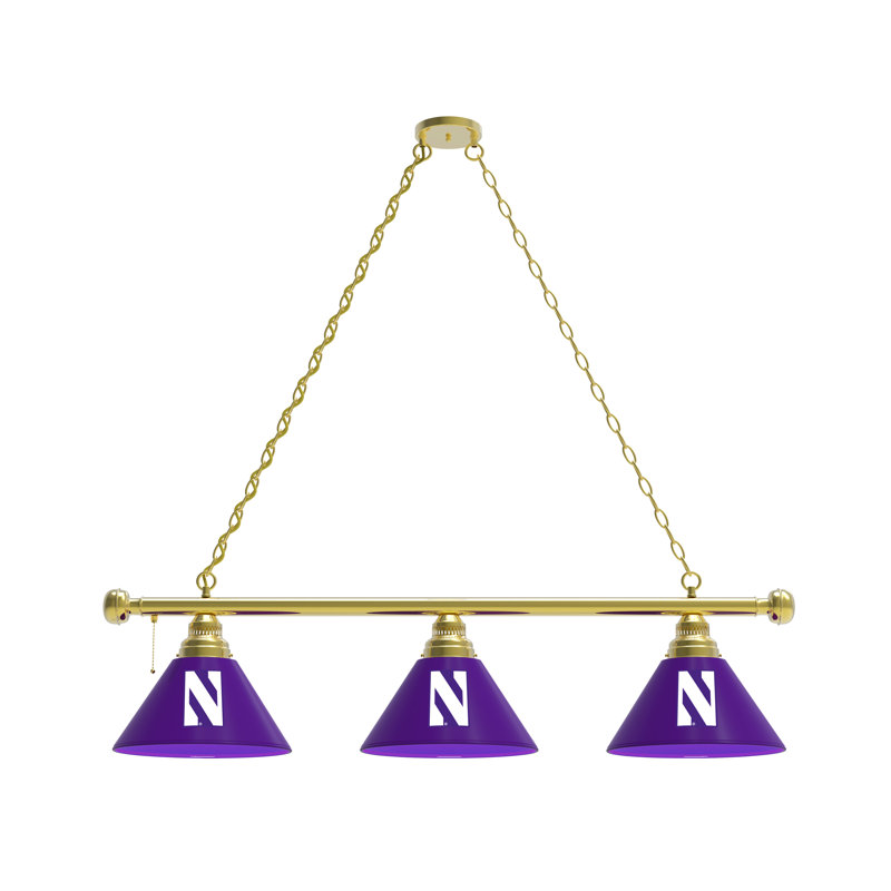 3 - Light Pool Table Lights Pendant, Brass, Texas State Bobcats