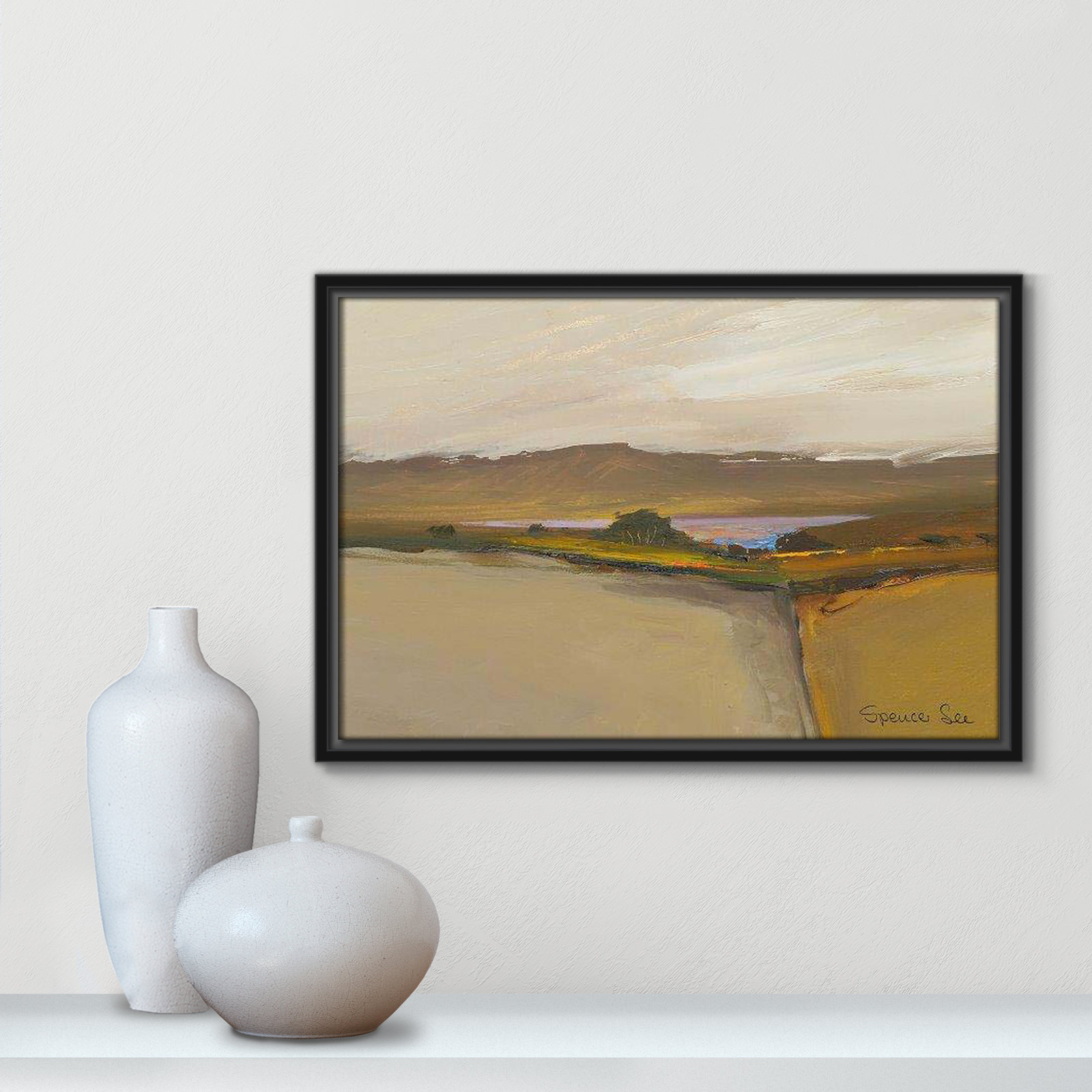 Mack "Heaven and Earth IV" Print, 13.5'' H x 19.5'' W x 2'' D, Black Framed