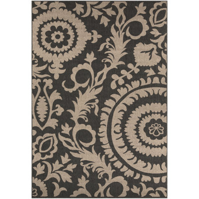 Tapis intérieur/extérieur gris/beige floral Amato