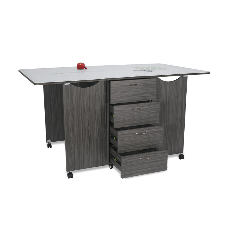 Gray Multi-Functional Cutting and Storage Table with Casters