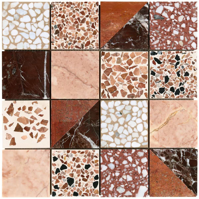 Elizabeth Sutton Artem Mosaic Tile, Cardinal Terracotta Red