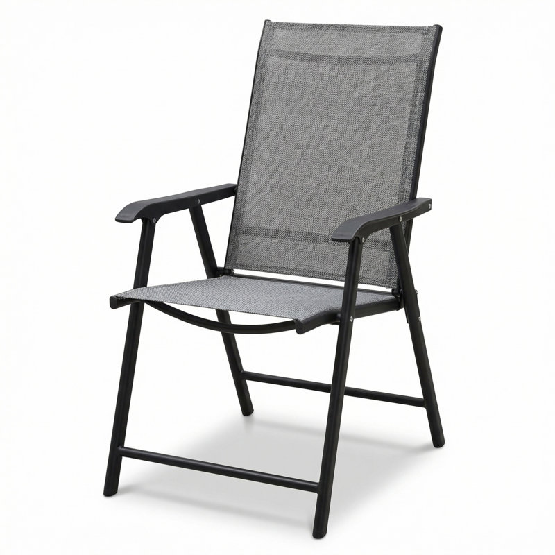 Outdoor Patio Chair Set (2-Piece) Stackable Portable, Gray, Gray