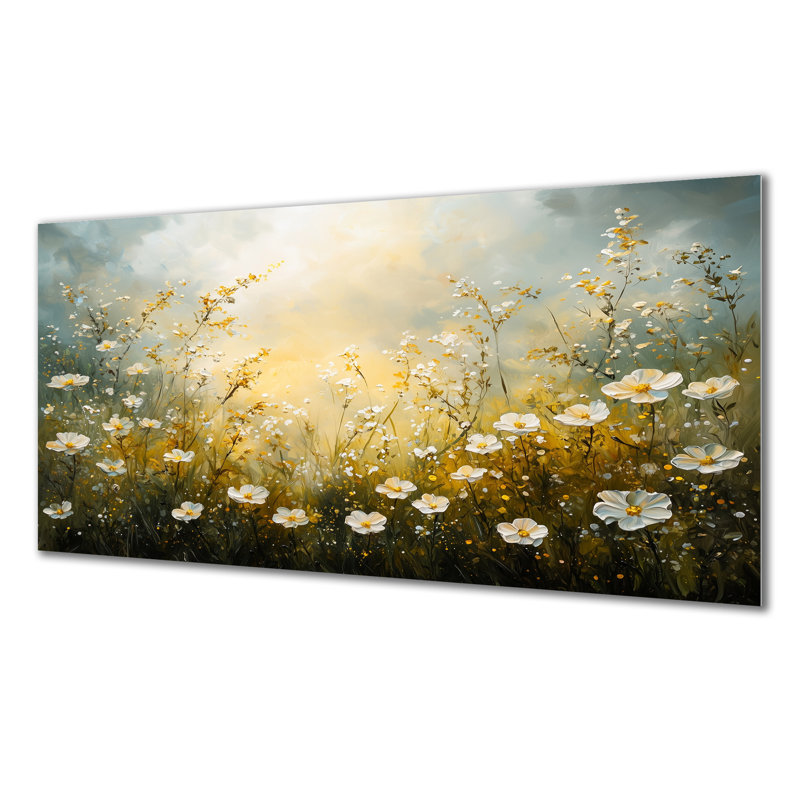 «Countryside Roses Flowers Field II», reproduction d'art en métal moderne, art mural en métal Roses, H 28 po x l 60 po