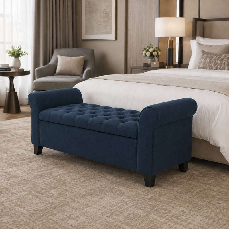Banc de rangement en tissu Bridgemon, Bleu marine