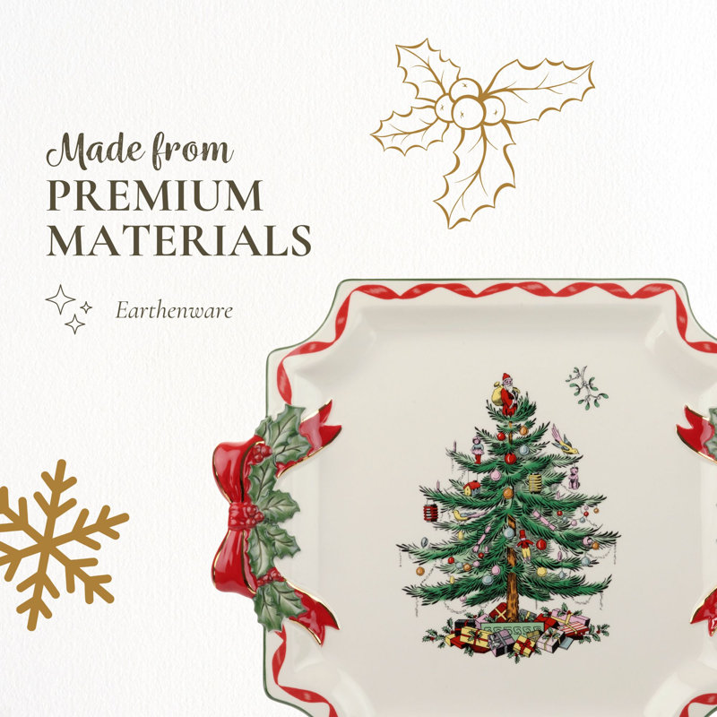 Christmas Tree Ribbons Square Platter