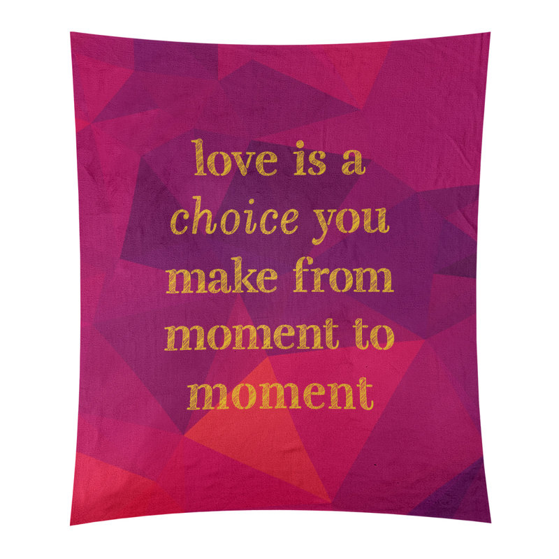 Tapisserie de polyester en faux gemme love is a choice quote, H 80 po x l 68 po, Rubellite / or