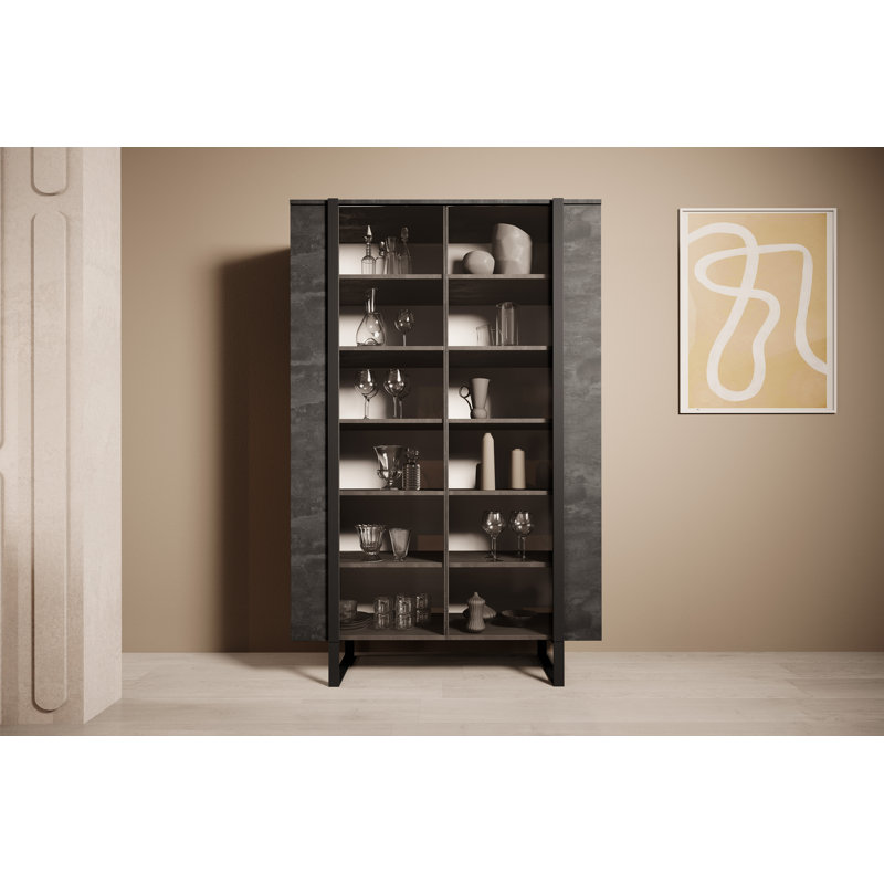 Aloisie Display Cabinet, Charocal/Black