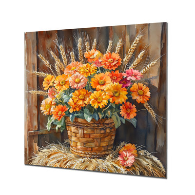 Country Harvest Glow Assorted Bouquets II -Assorted Bouquets Metal Wall Decor