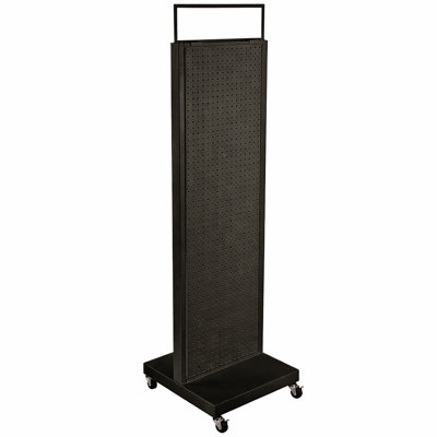 Black Pro Series: Two-sided Pegboard Floor Display With Metal Frame, 16"w X 60"h