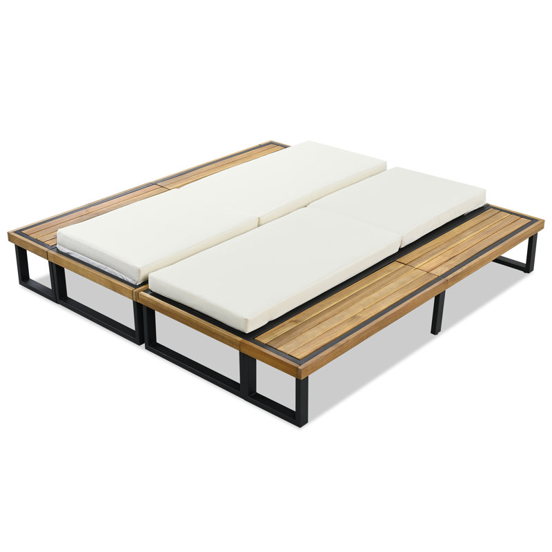 Ensemble de 2 chaises longues d'extérieur avec dossier réglable à 5 positions, Blanc