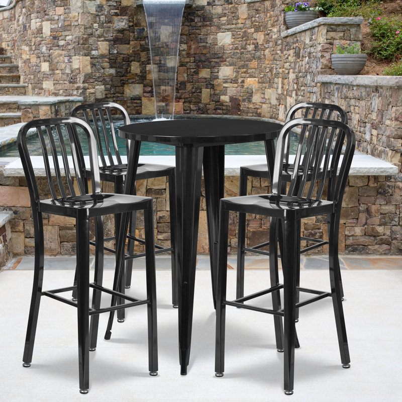 Ensemble de salle à manger pour 4 personnes 35,25 po Posey, Noir, 30.25"