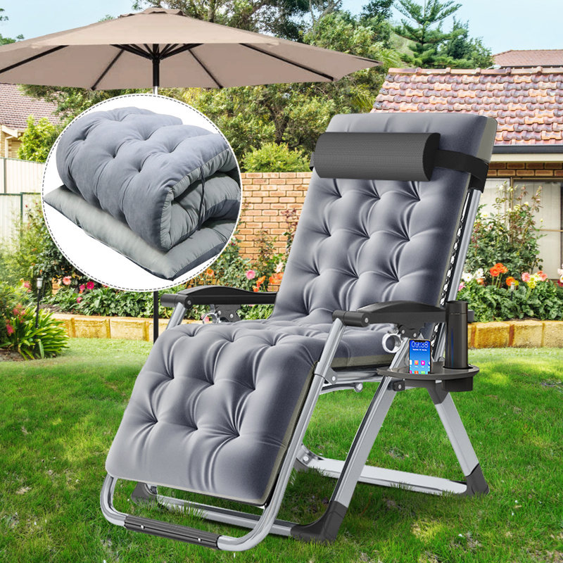Fauteuil zéro gravité, fauteuil inclinable, chaise longue inclinable, chaise pliante portative, Gris clair