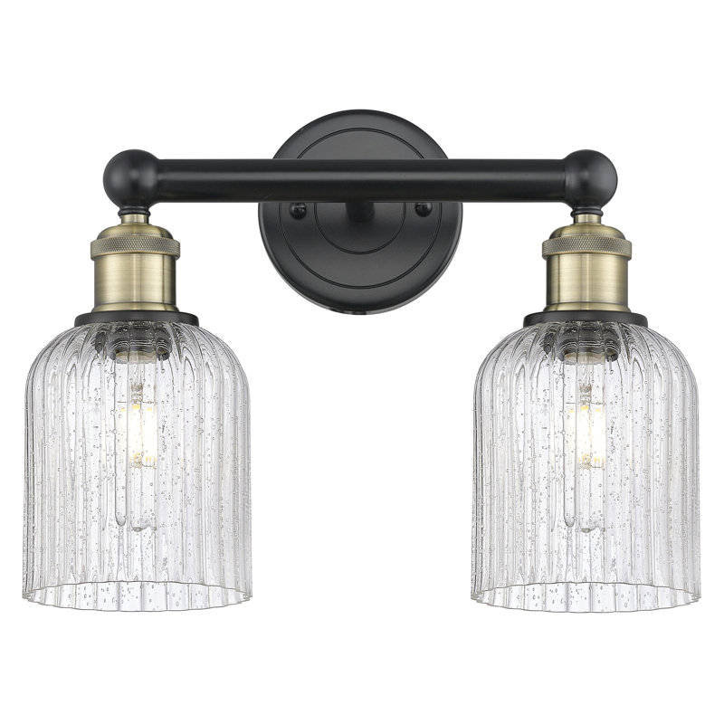 Abat-jour de salle de bain 2 lumières Edison Addeline 14 po, Laiton antique noir, Grainé