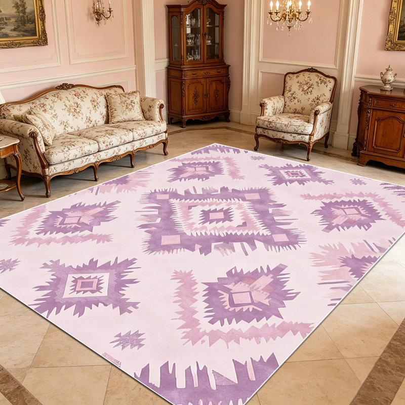 1PC Purple Boho Aztec Geometric Southwestern Pattern area rugs for Living Room, Soft and Comfortable, Suitable for all seasons, easy-to-maintain, machine washable Indoor floor mat, Under Table Farmhouse suitable for entryway, bedroom, dining room,