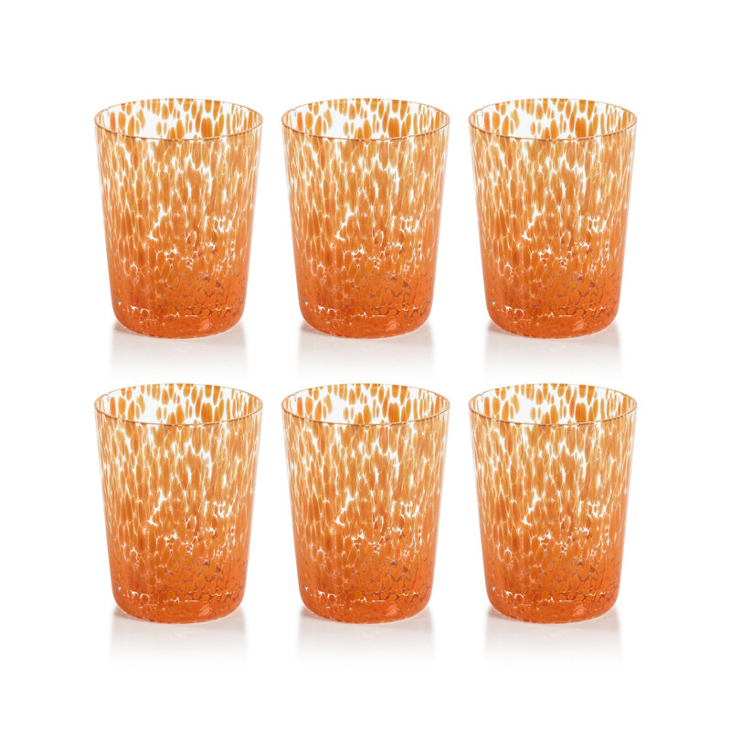 Gobelets Buck en verre moucheté, ensemble de 6, Orange