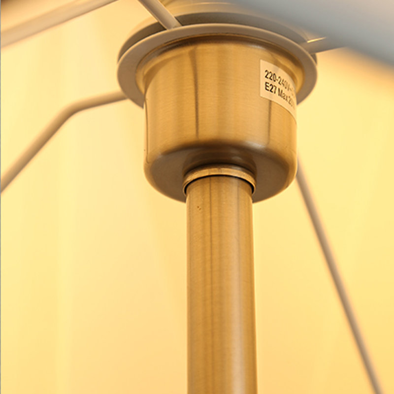 Beige + Red Fabric + Solid Wood + Metal Free form Floor Lamps