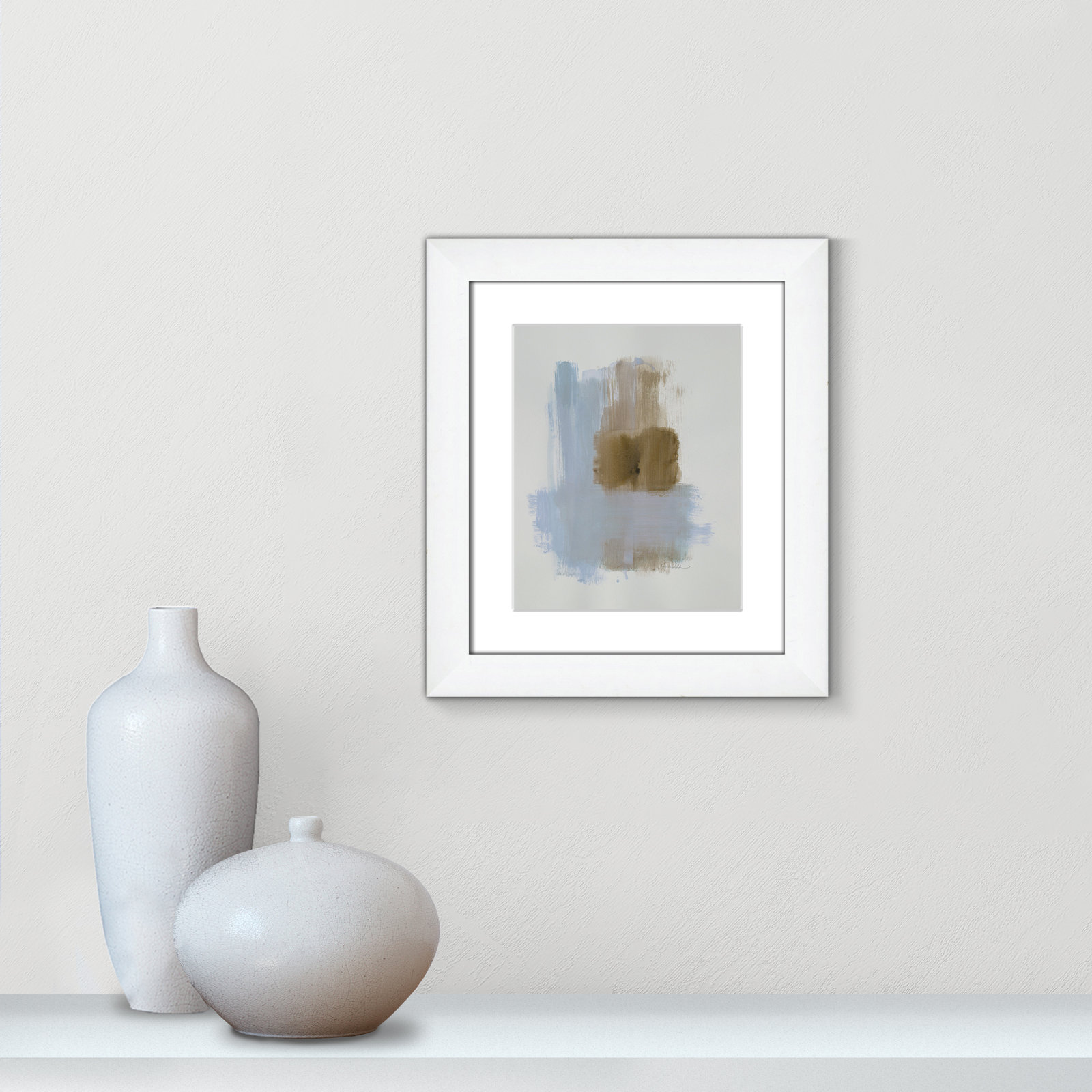 Esmeray "Powder Room Wash IV" Print, White Cube Frame Matted, 16.5" H x 14.5" W x 1.25" D  