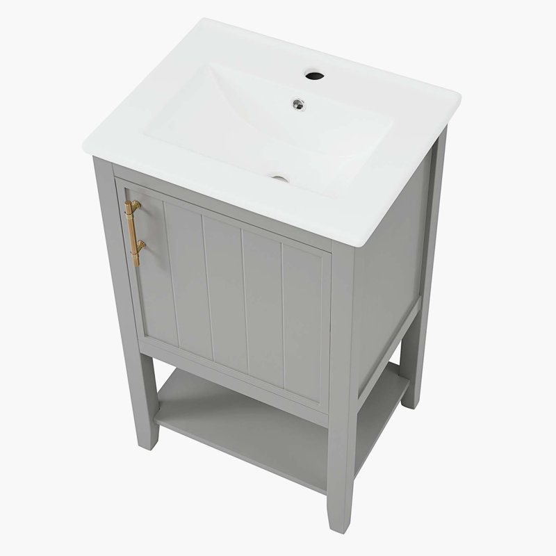 33.5" H X 20" W X 15.5" D 20'' Single Bathroom Vanity with Top, Gray