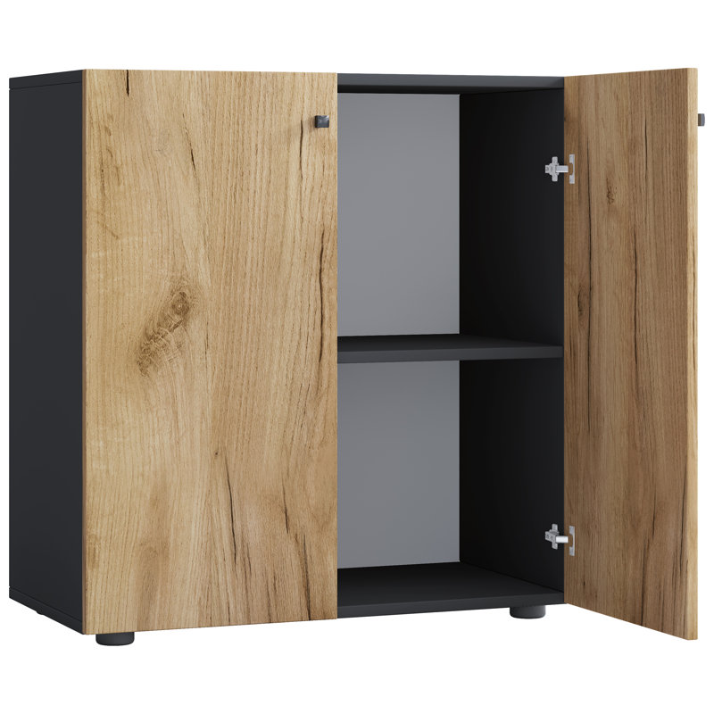 Revaan Storage Cabinet, Black/Natural
