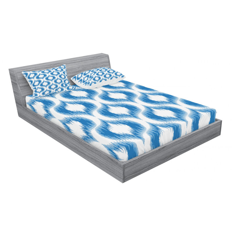 Microfiber Ikat Sheet Set, Full Sheet Set with Fitted Sheet