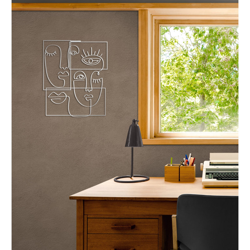 Abstract Face Lines Metal Wall Art Décor for New Home Decoration, Office Décor, Housewarming Gift, 10" H x 8" W x 0.5" D