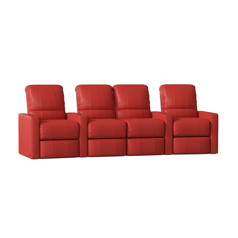 Rangée de sièges de cinéma maison (rangée de 4) Inuya, Manuel, Rouge luxueux
