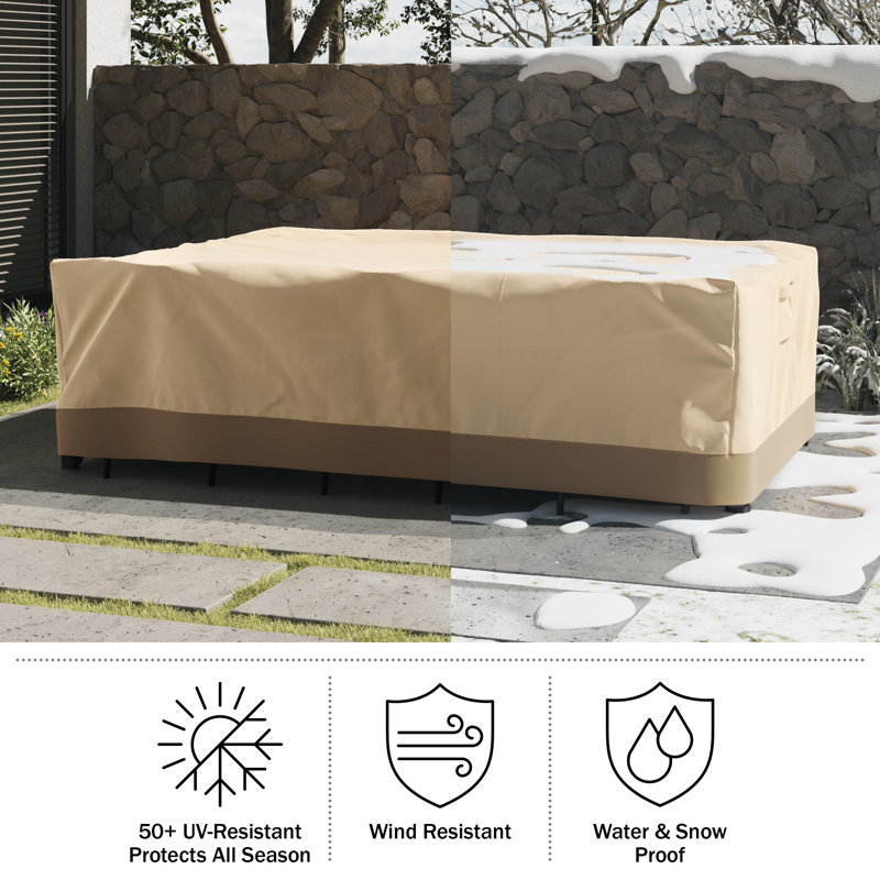  Pure Garden Outdoor Table Cover with UV 50+ and Waterproof Backing - Patio Furniture Covers