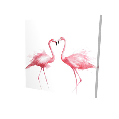 «Two Pink Flamingo», reproduction de peinture à l'aquarelle sur toile