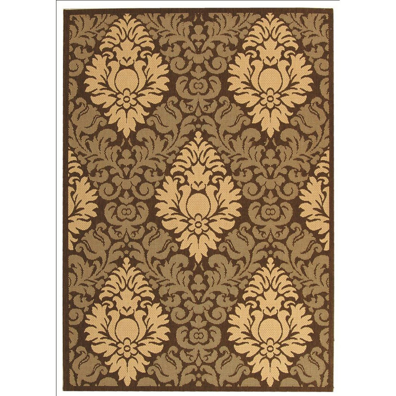 Arneshia Damask Brown/Tan Indoor / Outdoor Area Rug, Rectangle 5'3" x 7'7"
