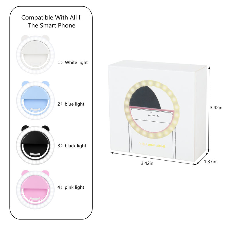 Portable Selfie LED Anneau de remplissage d'appareil photo Flash pour téléphone portable Universal iPad, Blanc