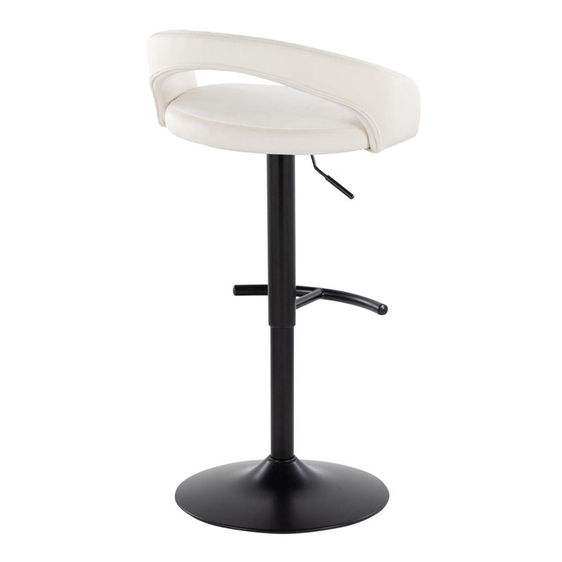 Tabouret de bar Laurenzio, Noir, Blanc / velours, 1