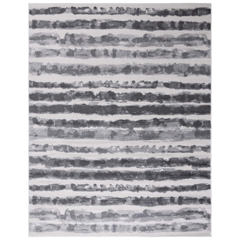 Tapis rayé ivoire / gris anthracite Bethlyn, Rectangle 6 pi x 9 pi