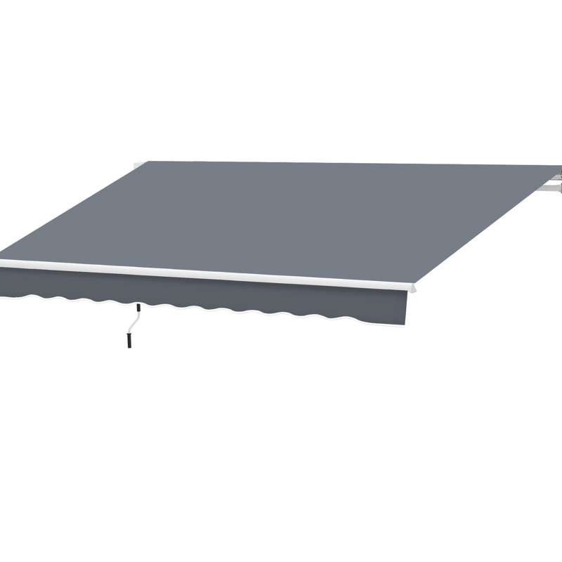 10' X 8' Patio Awning. Dark Gray Sunshade With & Water Resistance. Aluminum Frame, Manual Crank. For Different Outdoor Spaces. Reduce Heat Retractable Awning 8'. For Patio, Deck, Yard. Water- Fabric,