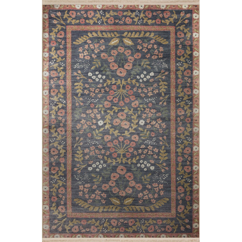 Gagnier Floral Indoor / Outdoor Rug, Rectangle 5'2" x 7'11"
