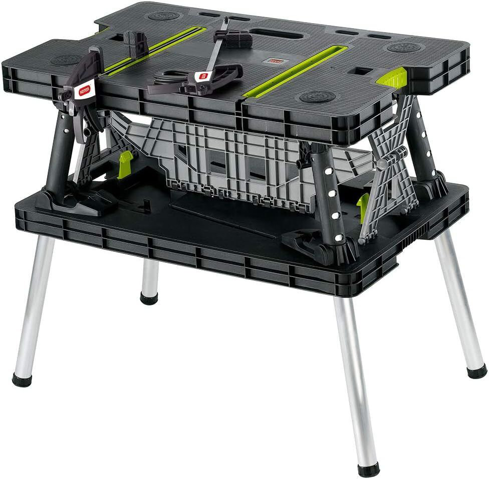 30'' H X 23'' W X 42'' D Workbench, Miter Saw Stand, Quick Folding Work  Table with Detachable Miter