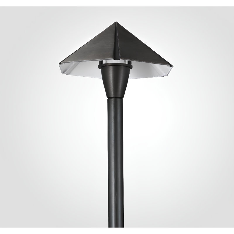 Black Solid Brass Triangular Pathway Light with Halogen Bulb