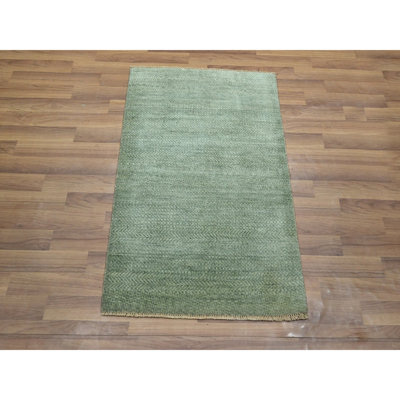 Tapis oriental vert, laine naturelle, 2 pi x 3 pi, ton sur ton, noué à la main, tapis, échantillon
