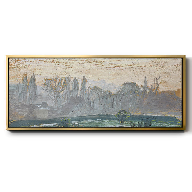 Winter Landscape With Evening Sky, 1870, reproduction d'art sur toile, Or, H 20 po x l 50 po x P 1,5 po