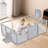 71"x48" Baby Playpen Sturdy Safety Play Yard Activity Center with Basketball Hoop and Football Net-94468289