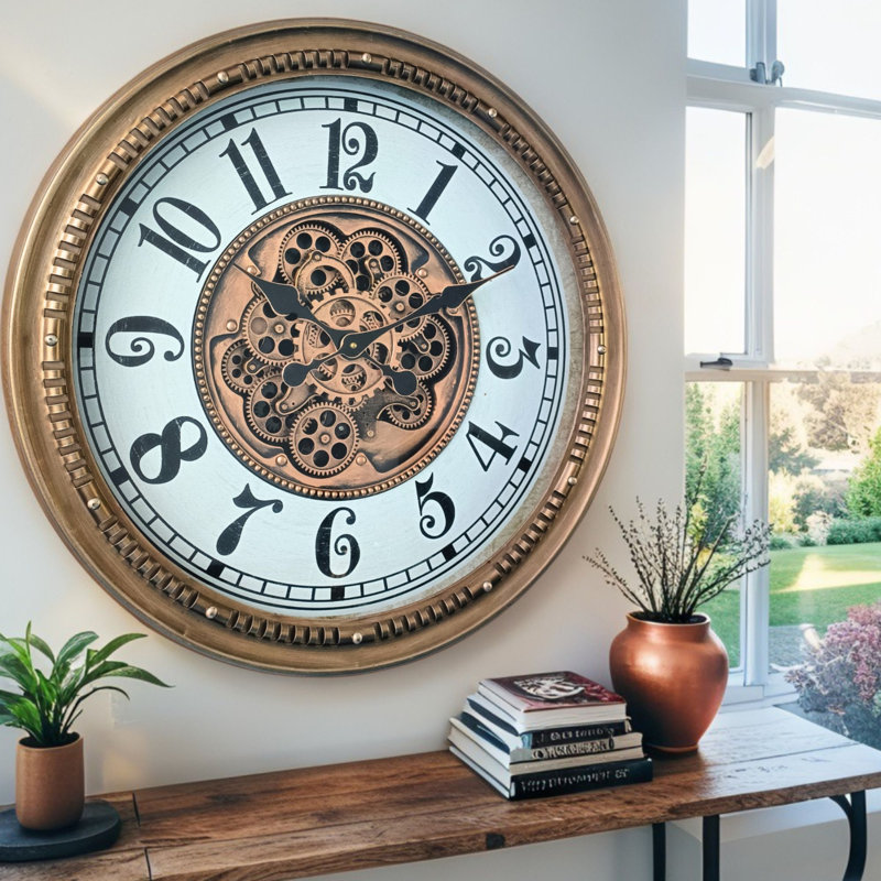 THE GEARS CLOCK Wall Clock with Real Moving Gears MO-LI_ 26 in Round LA-CONDAMINE